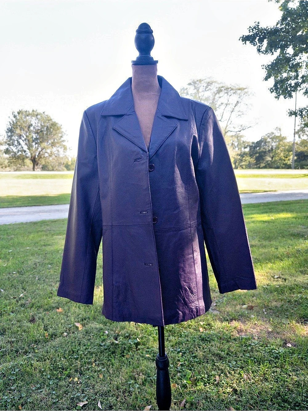 Purple Dialogue Women's Leather Blazer Size Medium
